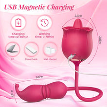 Load image into Gallery viewer, 3 In 1 Rose Toy Clit Licking Toy Dildo Tongue G Spot Clitoral Nipple Vibrator