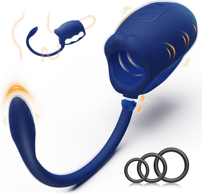 3 in 1 Penis Vibrator Male Masturbator with Detachable Butt Plug and Cock Ring